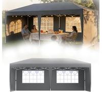 Pavillon pliable de 3x6 mètres, avec protection UV, imperméable, réglable en hauteur, tente de jardin avec sac de transport, tente pliable pour événements, couleur grise