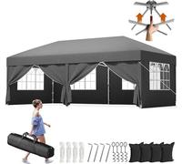 Pavillon pliable One Touch, 3x6 mètres, étanche et stable, résistant à l'hiver. Pavillon pop-up avec parois latérales, protection UV 50+. Idéal pour le jardin, la cour, le camping et les fêtes. Couleu