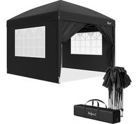 Pavillon pliable Zelsius 3 x 3 m avec parois latérales, noir, pavillon pliable UV30, tente de jardin pliable