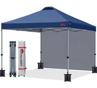 Pavillon pop-up bleu 3x3m avec paroi latérale, accessoires, sac de transport