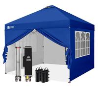 Pavillon pop-up de 3x3 mètres, imperméable, avec 4 panneaux latéraux, couleur bleu marine, protection UV 50+, hauteur réglable