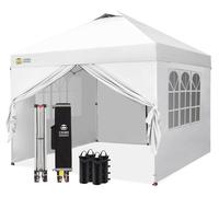 Pavillon pop-up de 3x3 mètres, imperméable, avec 4 panneaux latéraux, protection UV 50+, hauteur réglable, de couleur blanche