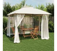 Pavillon simple avec double toit & parois en filet Crème 2,94x2,94 m Acier - Pavillons & Tentes de réception FR9685167 1parcel