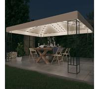 Pavillon The Living Store avec guirlande lumineuse LED, 3 x 4 m, tissu crème