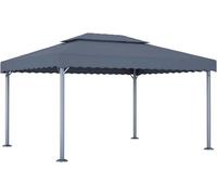 Pavillon, tonnelle, pergola, tente de réception, marquise publicitaire, tente parasol, pavillon de jardin, pavillon barbecue, dimensions 400 x 300 cm, couleur anthracite, matériau : aluminium