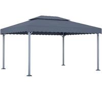 Pavillon, tonnelle, pergola, tente de réception, marquise publicitaire, tente parasol, pavillon de jardin, pavillon barbecue, dimensions 400 x 300 cm, couleur anthracite, matériau : aluminium