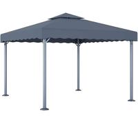 Pavillon, tonnelle, pergola, tente de réception, marquise publicitaire, tente parasol, pavillon de jardin, pavillon barbecue, dimensions 300 x 300 cm, couleur anthracite, matériau : aluminium