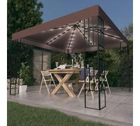 Pavillon, tonnelle, pergola, tente de réception, marquise publicitaire, tente parasol, pavillon de jardin, pavillon barbecue, 3x3 mètres, couleur taupe - 3070324