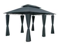 Pavillon Topas 3x4m toile hydrofuge robuste métal parois latérales tonnelle de jardin tente de réception pergola anthracite