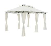 Pavillon Topas 3x4m toile hydrofuge robuste métal parois latérales tonnelle de jardin tente de réception pergola crème