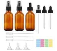 Pavlleen 3 pièce Flacon Spray Verre Vide Brun,Flacon Pulvérisateur en Verre | PulvéRisation à Brume Fine Rechargeables De Voyage,pour les huiles essentielles,les Pharmacie,les parfums