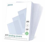 Pavo Boîte de 100 Couvertures de reliure en polypro (PP) 280 microns A4 Transparent