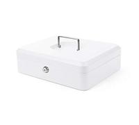 Pavo - Caisse à monnaie en métal de qualité supérieure avec 2 clés et plateau amovible, Dimensions : 30x24x9 cm, couleur: Blanc