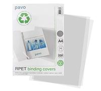 Pavo - Chemises transparentes pour reliure A4 EKO - 100% recy s, PVC RPET, 200 μm, lot de 100 - 8048601