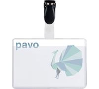 PAVO Pack de 50 Badges visiteur avec Clip 60 x 90 mm Transparent