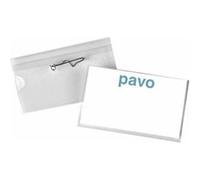 pavo porte-badge, avec aiguille, 40 x 75 mm, transparent, G