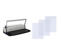 Pavo Smartmaster2 Perforelieuse jusqu'à 145 feuilles avec Starter Kit & Boîte de 100 Couvertures de reliure en polypro 200 microns A4 Transparent
