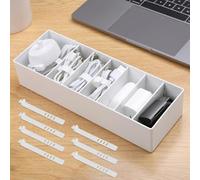 PAVSTINE Boite Rangement Cable Blanc, Boite Cache Cable Avec 7 Serre-Câble