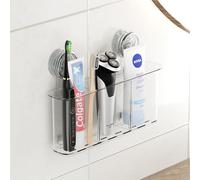 PAVSTINE Support Brosse a Dent Ventouse Grand sans PerçAge, Transparent | Porte Brosse à Dents Electrique, Accroche Brosse a Dent Murale Charge 6KG, Amovible Organisateur a Dent de Salle de Bain