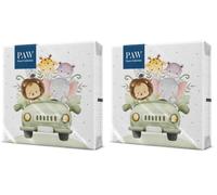 PAW - 20 Serviettes en Papier Colore (33x33 cm) | Safari Fun - le Motif qui Rendra votre Fete Unique | Decoration de Fete et Anniversaire | 3 Plis, Sans Danger pour les Aliments (Lot de 2)