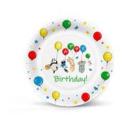 PAW - Assiette Jetable en Carton (23 cm) I Lot de 8 Assiettes Jetables I Idéale pour Barbecue, Anniversaire ou Fête I Assiette Jetable Anniversaire - Balloons