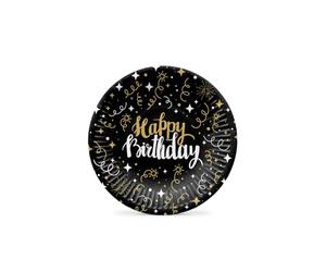 PAW Assiettes Carton Ø 18 cm, 8 pièces - Anniversaire Doré | Solides et pratiques en carton, parfaites pour anniversaire, fête et célébrations, dressage rapide et jetable