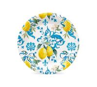 PAW - Assiettes jetables 23 cm, 8 pièces, Carton Renforcé, Résistant Graisses & Humidité, Anniversaire Mariage Pique-nique, Motif: Fantaisie Florale Sicilienne