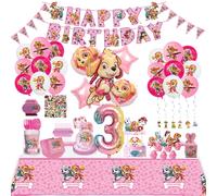 Paw Patrol - décorations de fête à thème Skye rose, ensemble de vaisselle, assiettes, gobelets, serviettes, fournitures de fête pour enfants, jouets cadeaux Tattoo Stickers4PCS