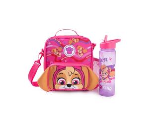 Paw Patrol Ensemble sac à lunch et gourde rose et violet pour filles | Boîte à lunch à bandoulière avec personnage de dessin animé cool et gentil | Kit d'hydratation pour la rentrée