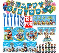 Paw Patrol - fournitures de fête pour enfants, ballons, tasse, assiette, nappe, jouets, autocollants, décorations joyeux anniversaire pour réception-cadeau pour bébé 9inch plate-10PCS