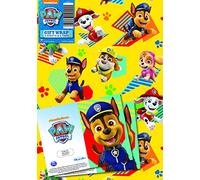 Paw Patrol Papier cadeau officiel, 2 feuilles et 2 étiquettes, papier cadeau pour cadeaux, emballage cadeau sous licence officielle Climate Pledge Friendly
