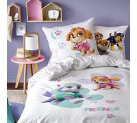 Paw Patrol Parure de lit 2 pièces pour Fille Skye & Everest - pour Enfant - 1 taie d'oreiller 80 x 80 cm + 1 Housse de Couette 135 x 200 cm - 100% Coton