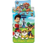 Paw Patrol Parure de Lit en Coton, Housse de Couette Réversible avec Taie d'oreiller - 100% Coton - 2 Pièces - 140x200 cm + 63x63 cm - 1 Personne