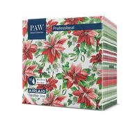 PAW Serviette de Table - Airlaid (40 x 40 cm) I Lot de 50 I Noël, Hiver, Vacances, Poinsettia I Décoration de Table Idéale pour Noël I Structure en Tissu I Color: Glory Poinsettia