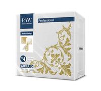 PAW - Serviette de Table Papier - Airlaid (40 x 40 cm) I 50 Pièces I Idéal pour Mariage, Baptême, Communion, Anniversaire I Décoration de Table avec Motif au Dos I Motif Inversé Or-Blanc