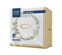 PAW - Serviette de Table Papier - Airlaid (40 x 40 cm) I 50 Pièces I Parfait pour la Communion, la Confirmation, le Baptême I Serviettes en Tissu de Table I Poisson d'Or de Première Communion