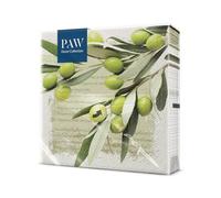 PAW - Serviette Papier 3 Plis (33 x 33 cm) I Lot de 20 I Parfait pour les Anniversaires, les Partys, les Mariages, la Kommunion et les Célébrations I Décoration de Table - Olives Grecques