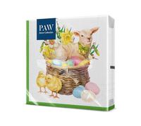 PAW - Serviette Papier 3 Plis (33 x 33 cm) I Lot de 20 I Parfait pour Pâques, les Fêtes, le Printemps et les Célébrations I Serviette de Table Fête de Pâques, Coloré - Panier d'agneau