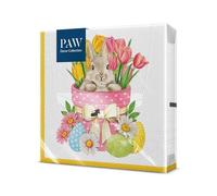 PAW - Serviette Papier 3 Plis (33 x 33 cm) I Lot de 20 I Parfait pour Pâques, les Fêtes, le Printemps et les Célébrations I Serviette de Table Fête de Pâques, Coloré - Lapin Fleur