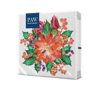 PAW - Serviette Papier (33 x 33 cm) I Lot de 20 I Papier 3 Plis I Serviette de Table Jetable - Noël, Hiver, Poinsettia I Motif: Poinsettia With Cones
