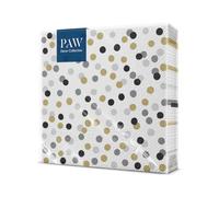 PAW Serviettes 33 x 33 cm, 20 pièces - Confettis Ronds Dorés Et Noirs
