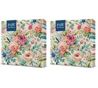 PAW - Serviettes Fleurs 20 Pièces | Serviettes En Papier 33 x 33 cm | Serviettes Floral Parfaites Pour Fêtes Et Anniversaires | Décoration De Table Serviettes Jetables - Fleur Rustique (Lot de 2)