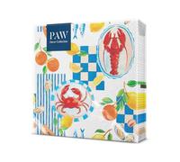 PAW - Serviettes Multicolores 20 Pièces | Serviettes En Papier 33 x 33 cm | Serviettes Avec Motif Fruits Parfaites Pour Fêtes Et Anniversaires | Décoration De Table - Bouchées Bleu Marine