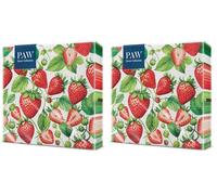 PAW - Serviettes Multicolores 20 Pièces | Serviettes En Papier 33 x 33 cm | Serviettes Avec Motif Fruits Parfaites Pour Fêtes Et Anniversaires | Décoration De Table - Baiser De Fraise (Lot de 2)