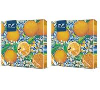 PAW - Serviettes Multicolores 20 Pièces | Serviettes En Papier 33 x 33 cm | Serviettes Avec Motif Fruits Parfaites Pour Fêtes Et Anniversaires | Décoration De Table - Boom Orange (Lot de 2)
