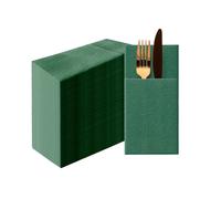 PAW Serviettes Pochette Effet Tissu 1/8, 50 pièces - Vert Foncé