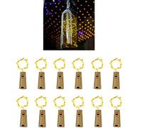 PAWARSO LED Bouteille Guirlande, 12 pièces 2m 20 LED Guirlande Lumineuse Lampe Bouteille Étanche Fil en Cuivre Flexible Décoration pour Noël, Mariage Jardin Pelouse, Halloween [Blanc Chaud]