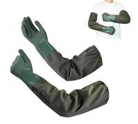 PawCraft 1 Paire Gants Longs 70cm Gant Menage en Caoutchouc Gant Protection Chimique Imperméables Étanches Antidérapants pour Nettoyage Étang Industrie Agriculture Pêche Construction (Bleu)