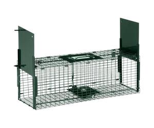 PawHut Piège Vivant Cage Attrape Piège Fouine 60x18x20cm Métal Vert | Cage Trappe, Pour Martres, Rats, Souris, 2 Entrées, Poignée