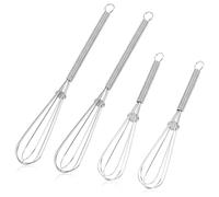 Pawpoem 4PCS Mini Fouets 13.5cm+18cm, Acier Inoxydable, Argenté, Mini Fouets Cuisine, Petit Fouet Robuste Et Polyvalent Pour Fouetter Crème, Battre œU